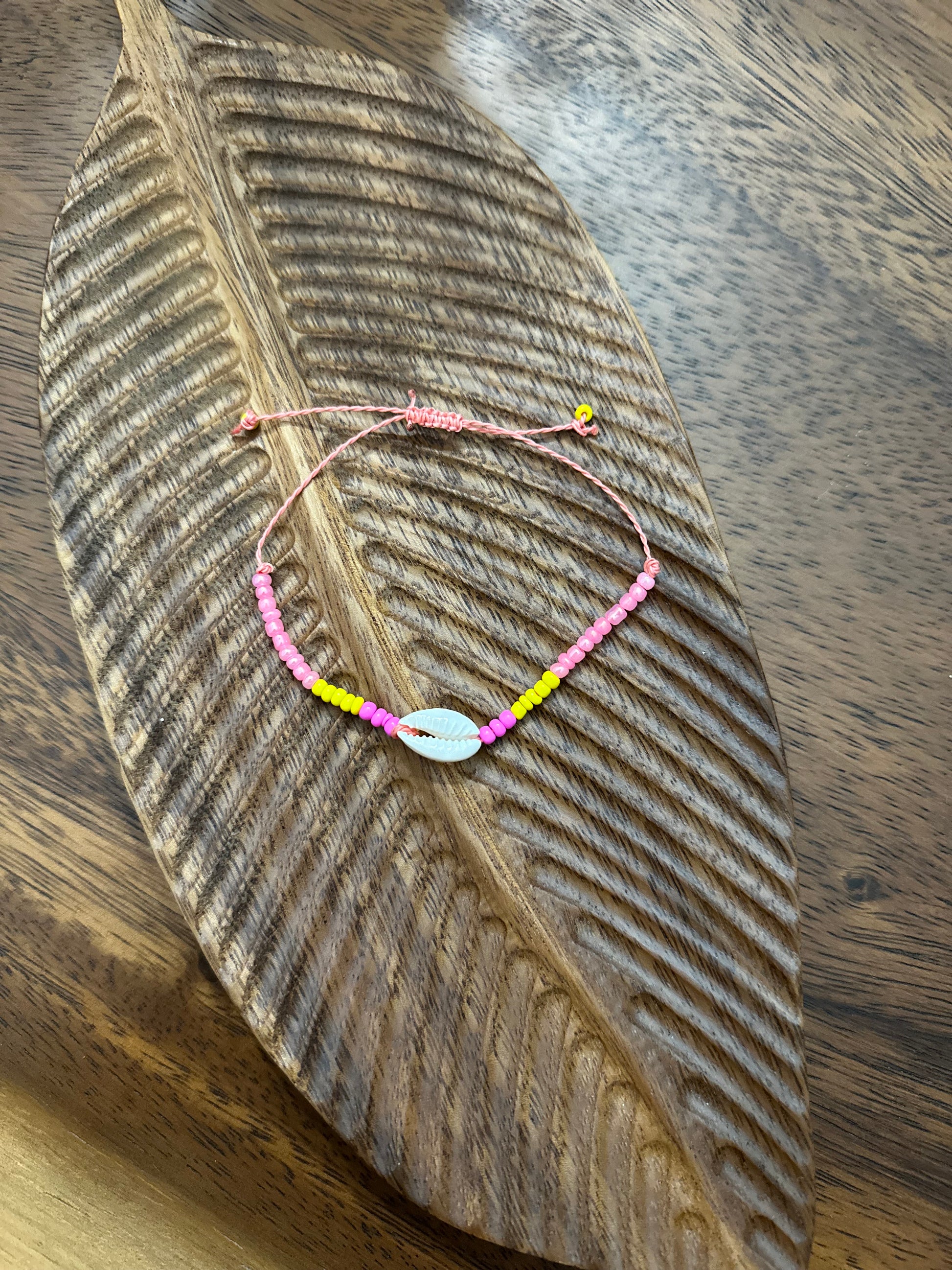 Beaded Pink Shell Bracelet