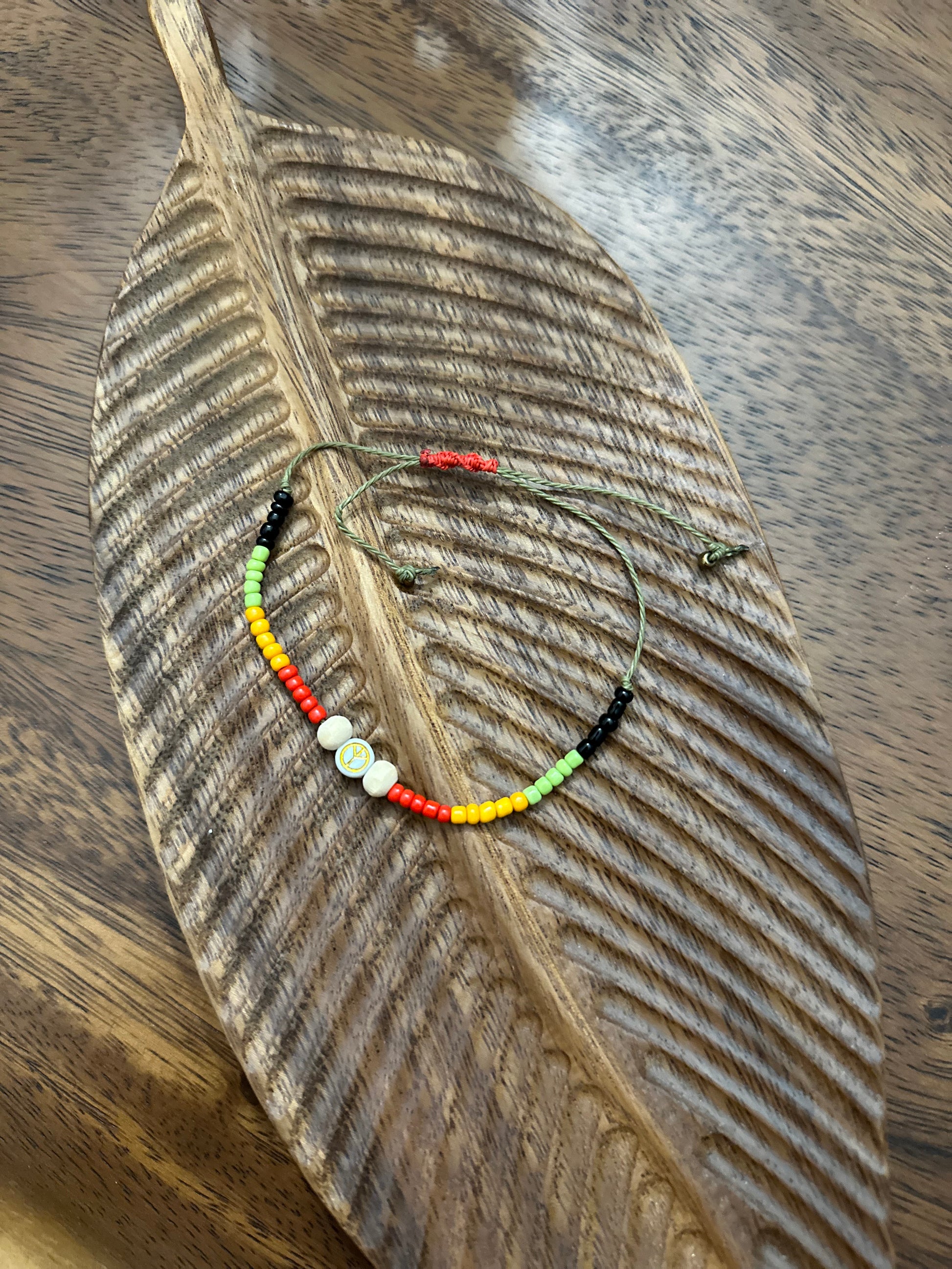 Beaded Rasta Peace Bracelet