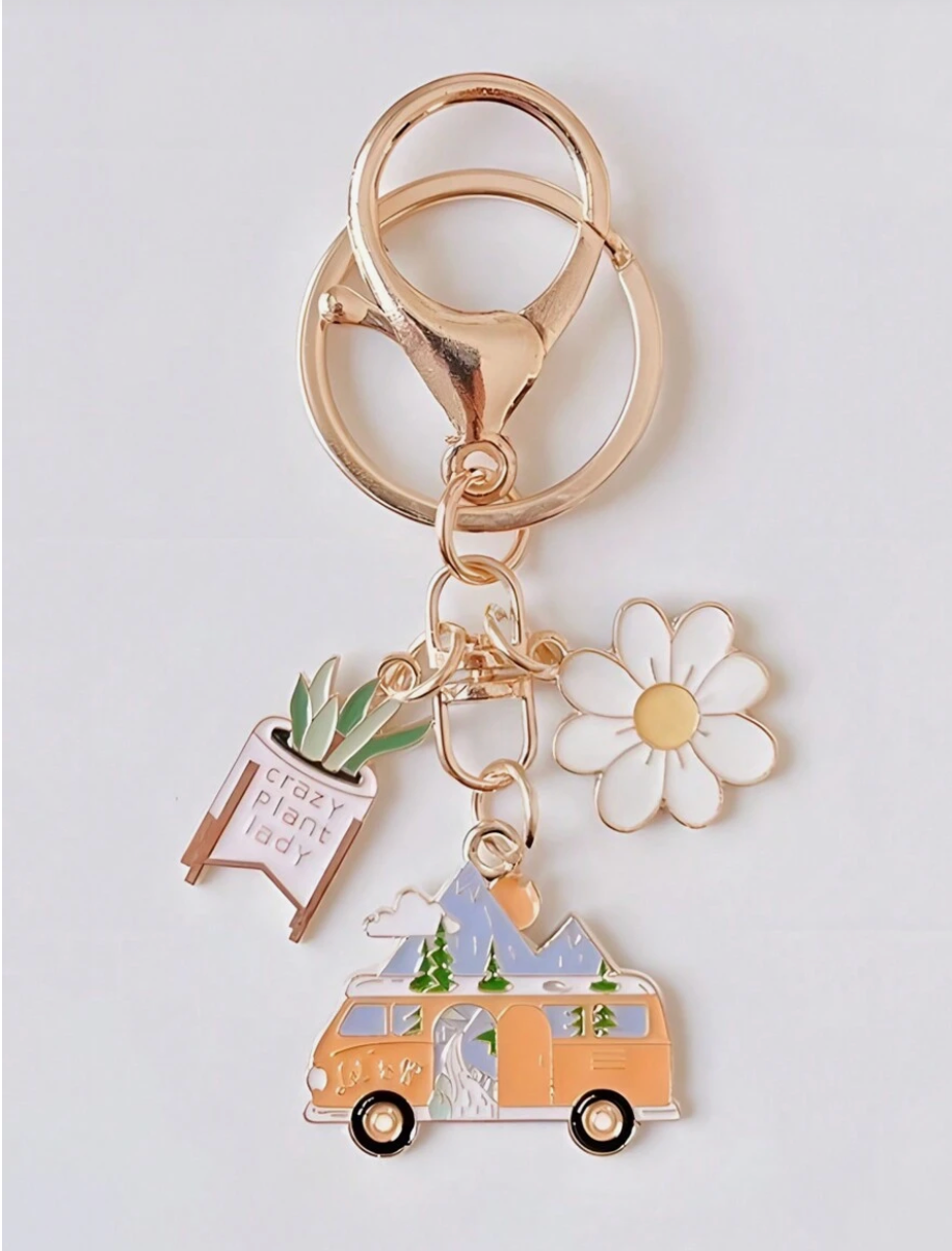 Hippy Bus/Plant Lady Keychain