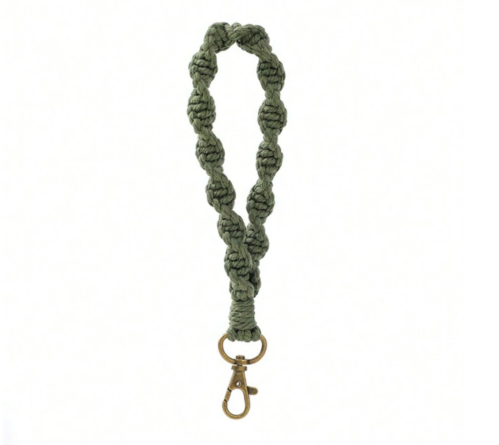 Boho Macrame Keychain, Braided Macrame Wristlet