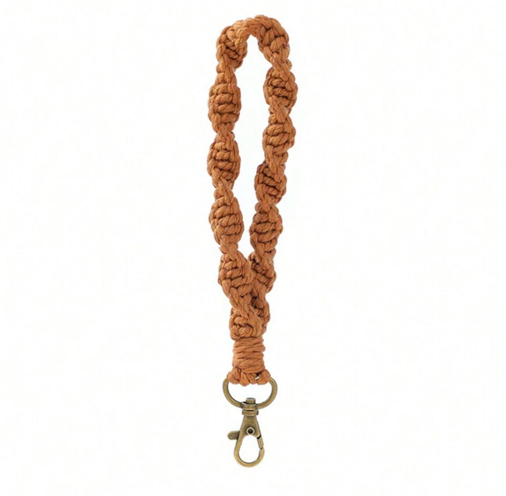 Boho Macrame Keychain, Braided Macrame Wristlet